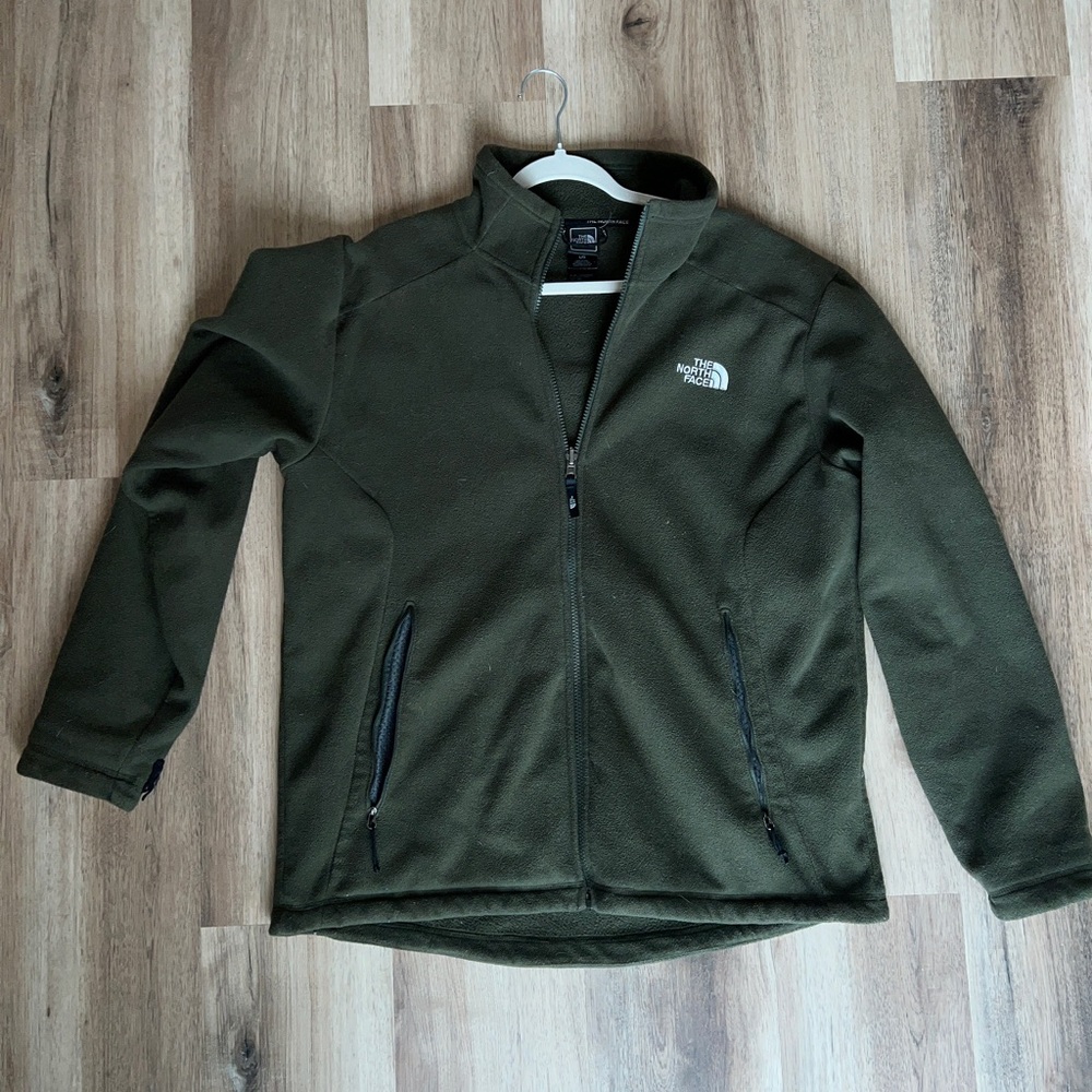 Green North Face fleece jacket